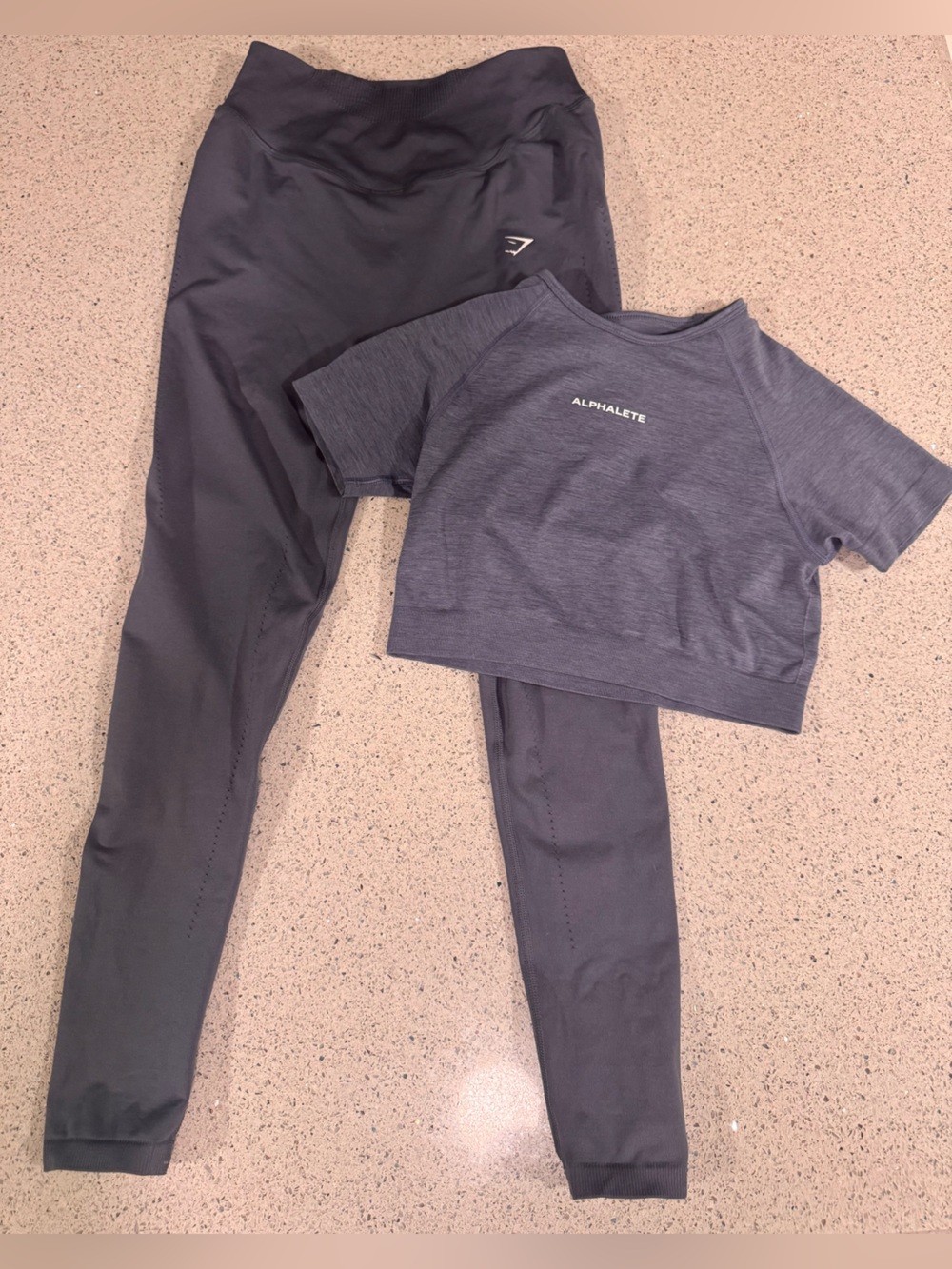 Alphalete Blue Crop Top Gymshark Gray/blue Active Leggings bundle Small